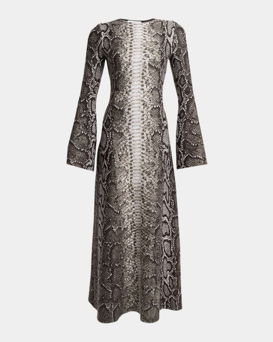 Aalia Greyscale Cashmere-Silk Maxi Dress